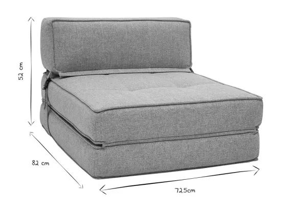Chauffeuse 1 place convertible en tissu taupe KATY