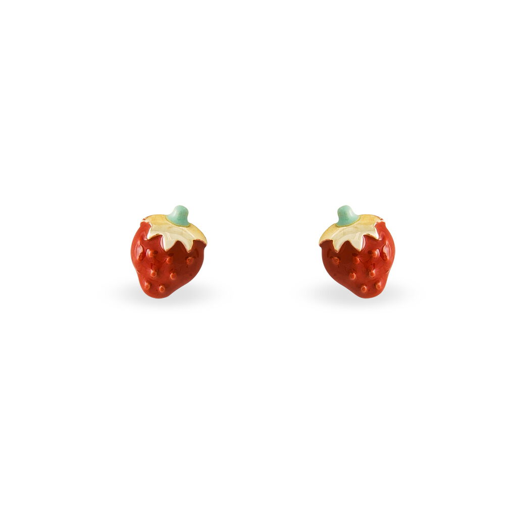 Boucles D'oreilles Puces Fraise Or Jaune