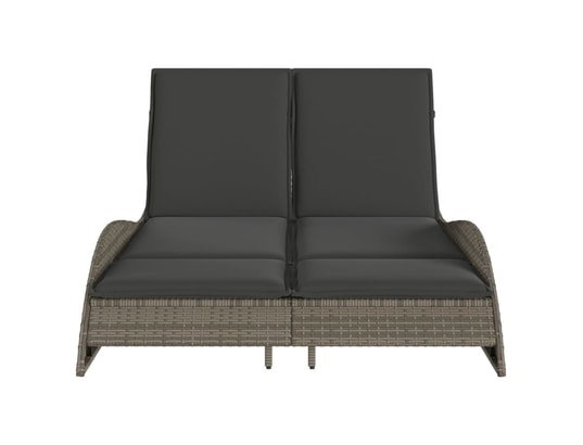 VIDAXL - Bain de soleil Chaise longue avec coussins gris 114x205x73 cm résine tress...