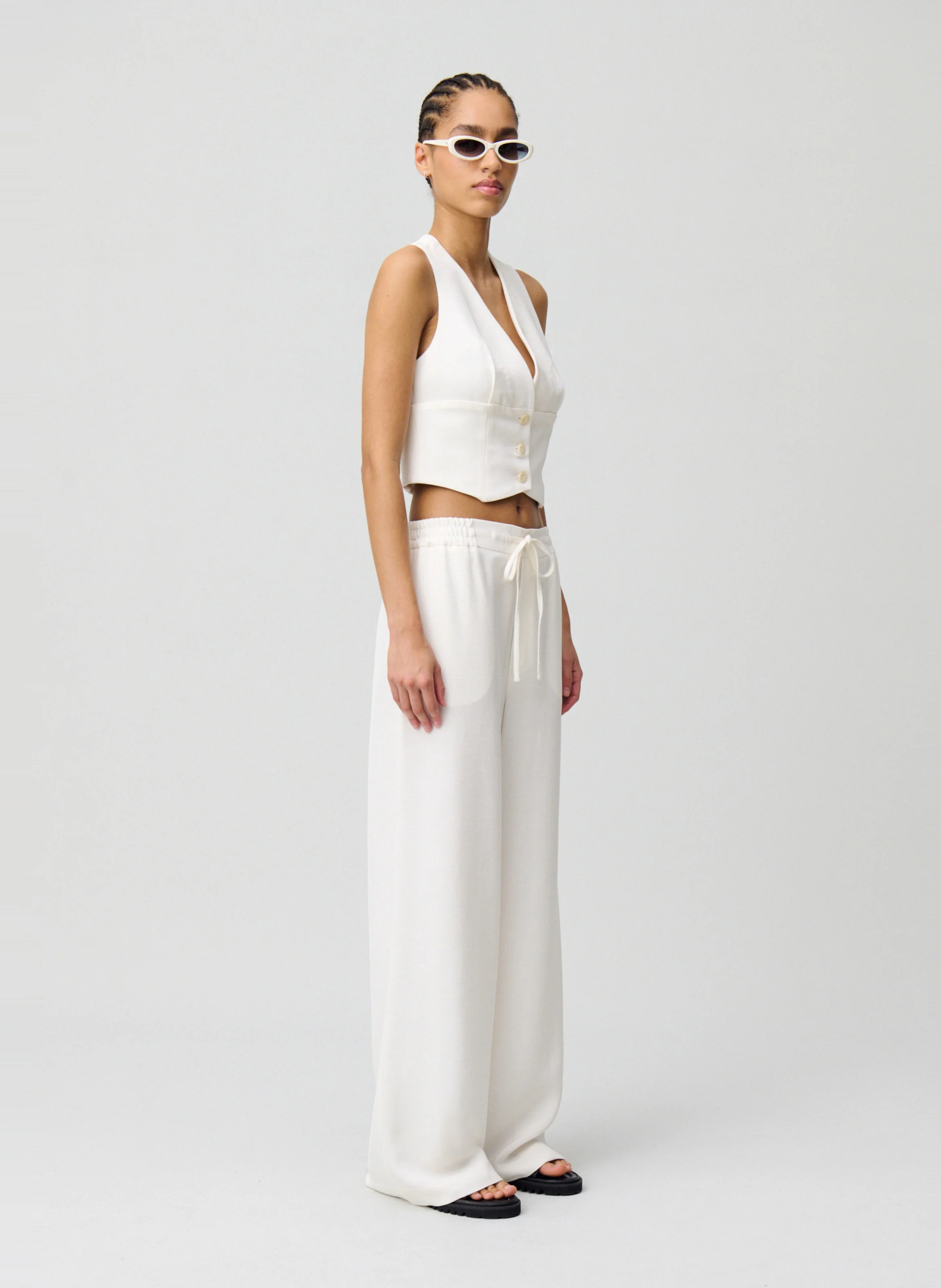 Top veston boutonné | Blanc