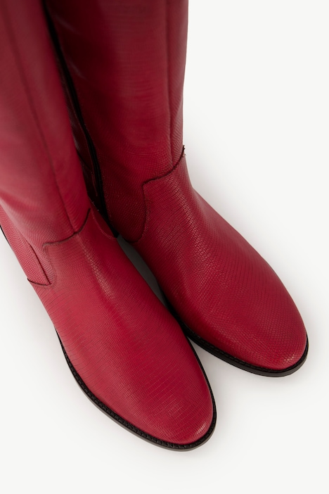 Lederstiefel, XL-Schaft, Schlangenprägung, Weite H