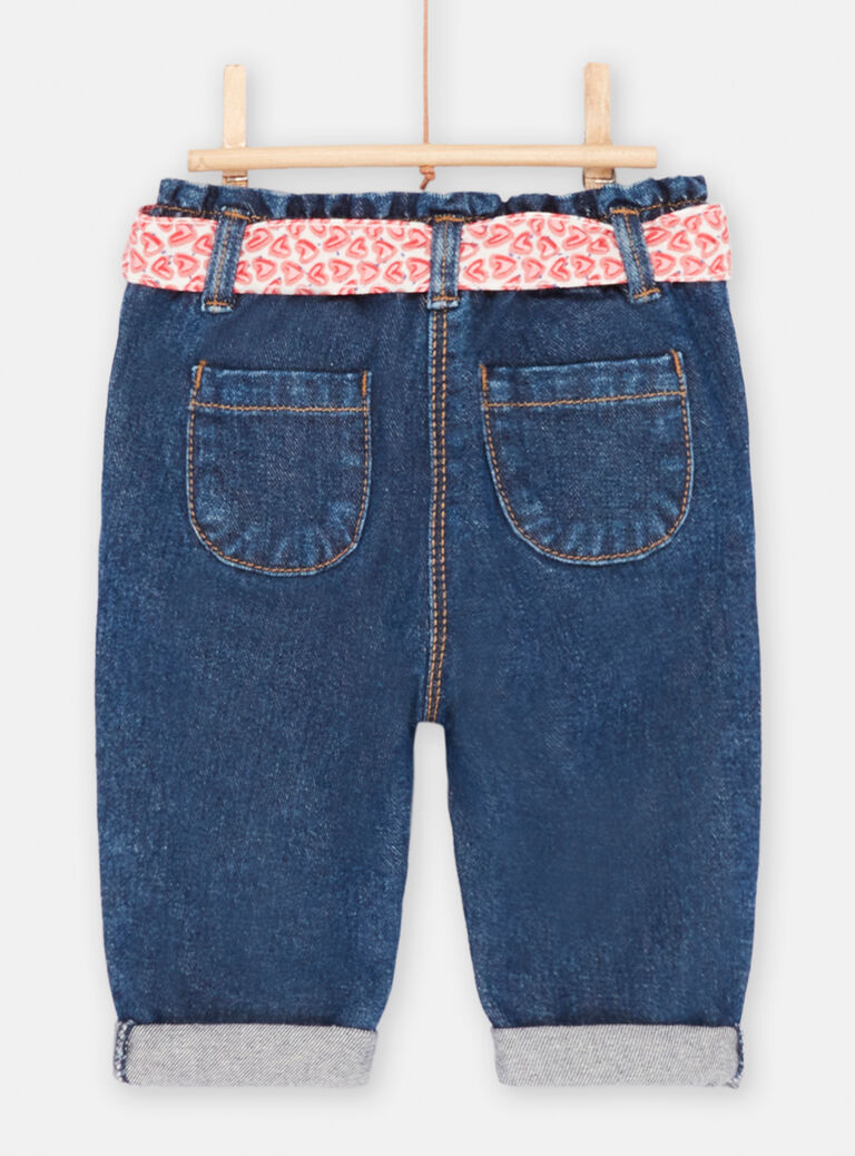 Jean bleu à ceinture bébé fille