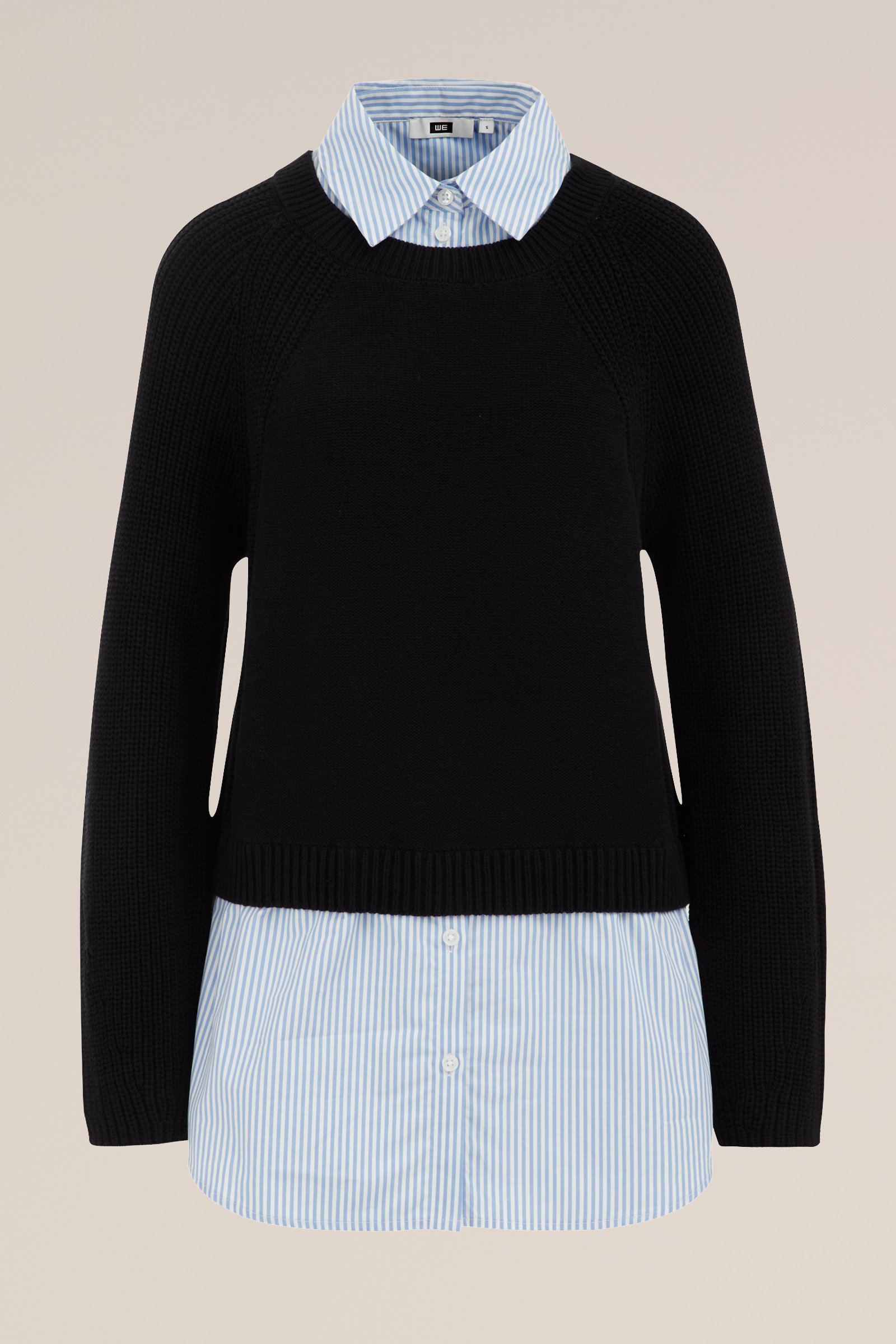 trui met overhemddetail WE Fashion Zwart