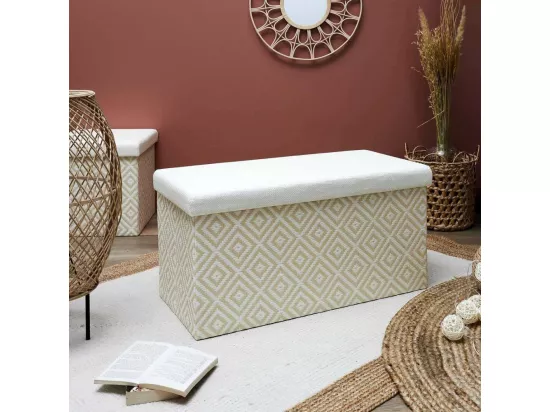 Coffre Banc Pliable Tresse Blanc