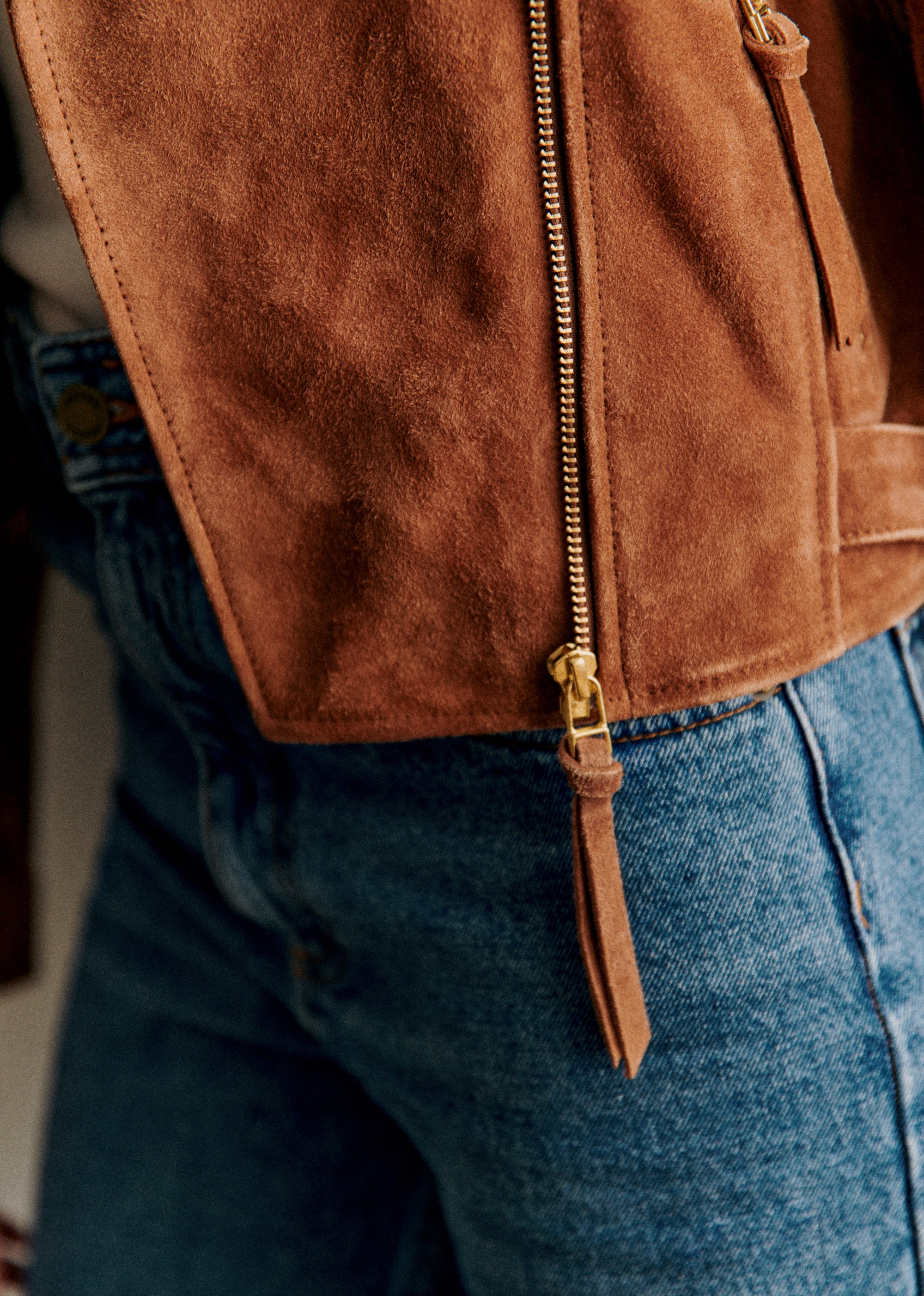 Veste Zig - Daim Camel - E-SHOP/VESTES 5905724