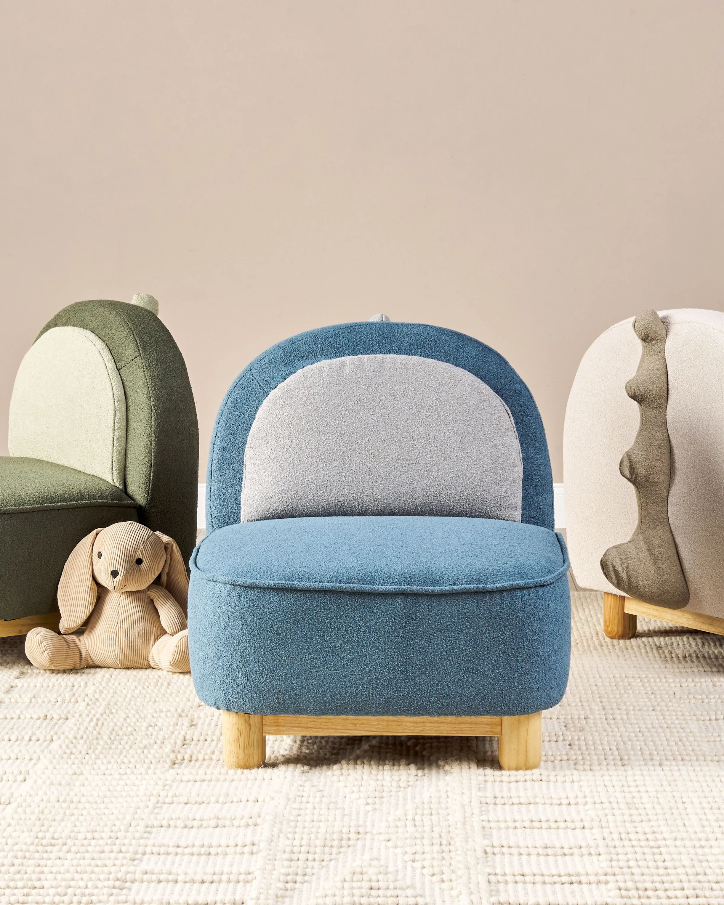 Kinderfauteuil Dinosaurus FABORG Stof Lichtbeige