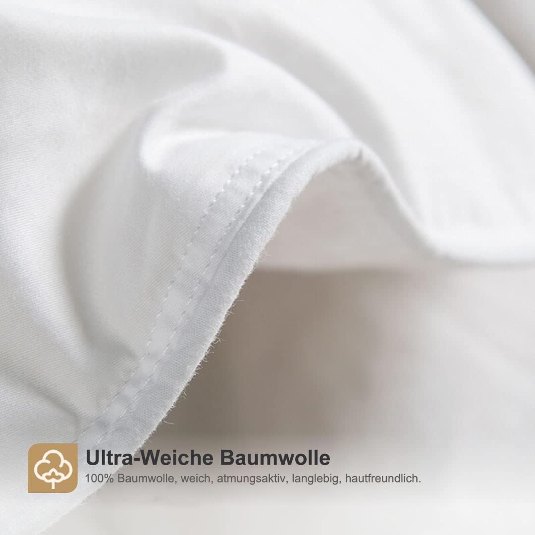 DWR Daunendecke Ganzjahr 200x200 cm,100% Bio-Baumwolle,Bettdecke mit Daunen und Federn Füllung,Übergangsdecke Ganzjahresdecke,Öko-Tex und RDS Standard,Weiß
