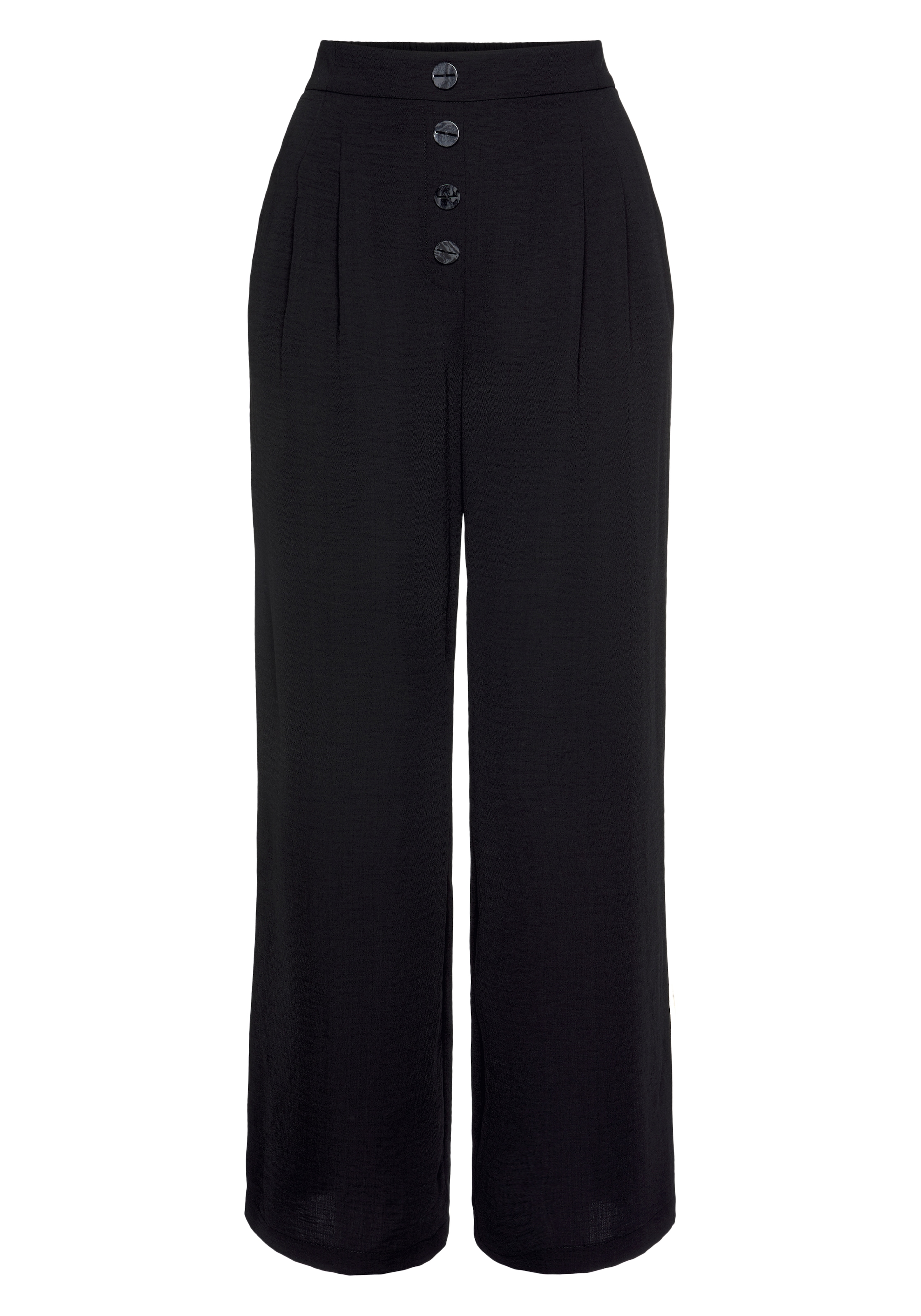 LASCANA Palazzohose  mit Zierknöpfen und bequemen Bund, leichte Stoffhose mit Taschen