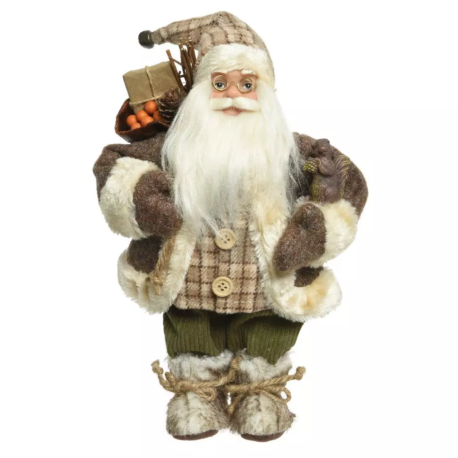 Père Noël traditionnel (H30 cm) et son écureuil