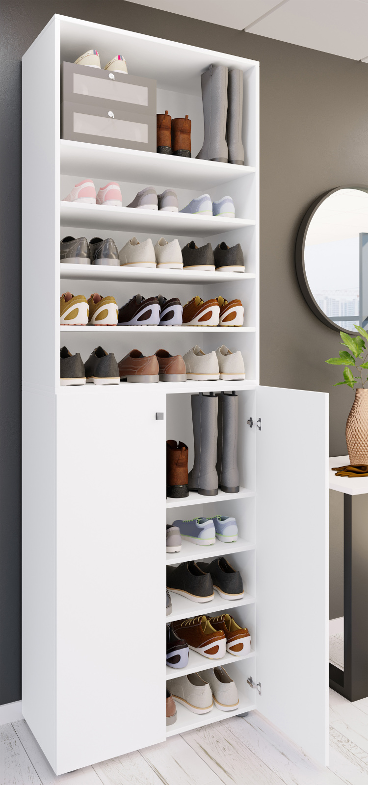 Schuhschrank LONA XL - weiß - 5 offene Fächer