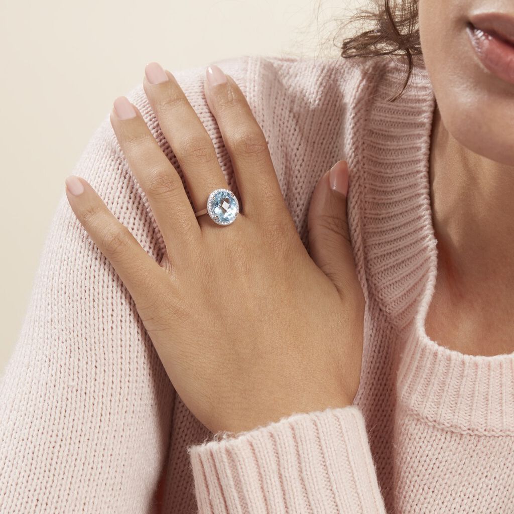 Bague Anna Or Blanc Topaze Et Oxyde De Zirconium