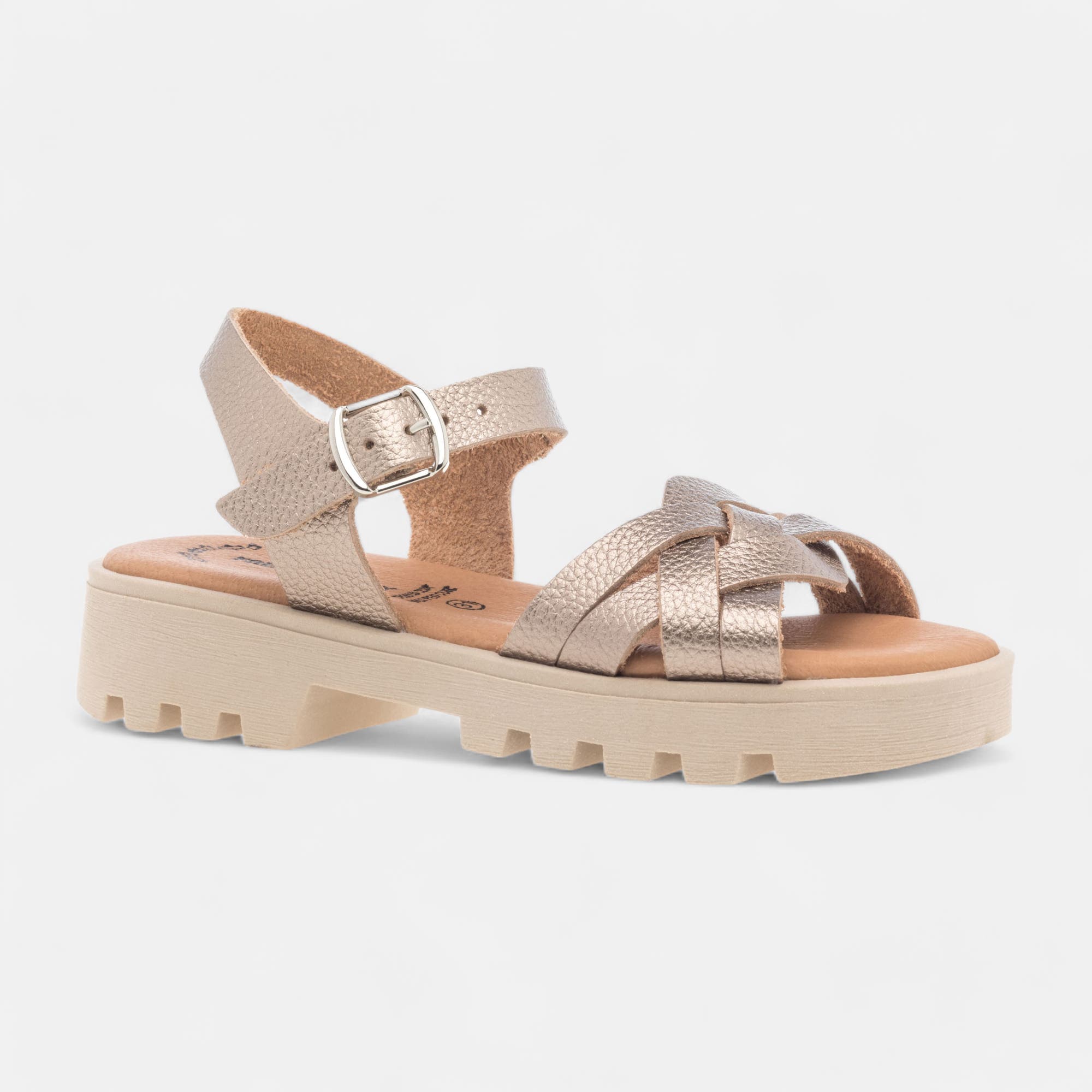 Sandales Fille en cuir or