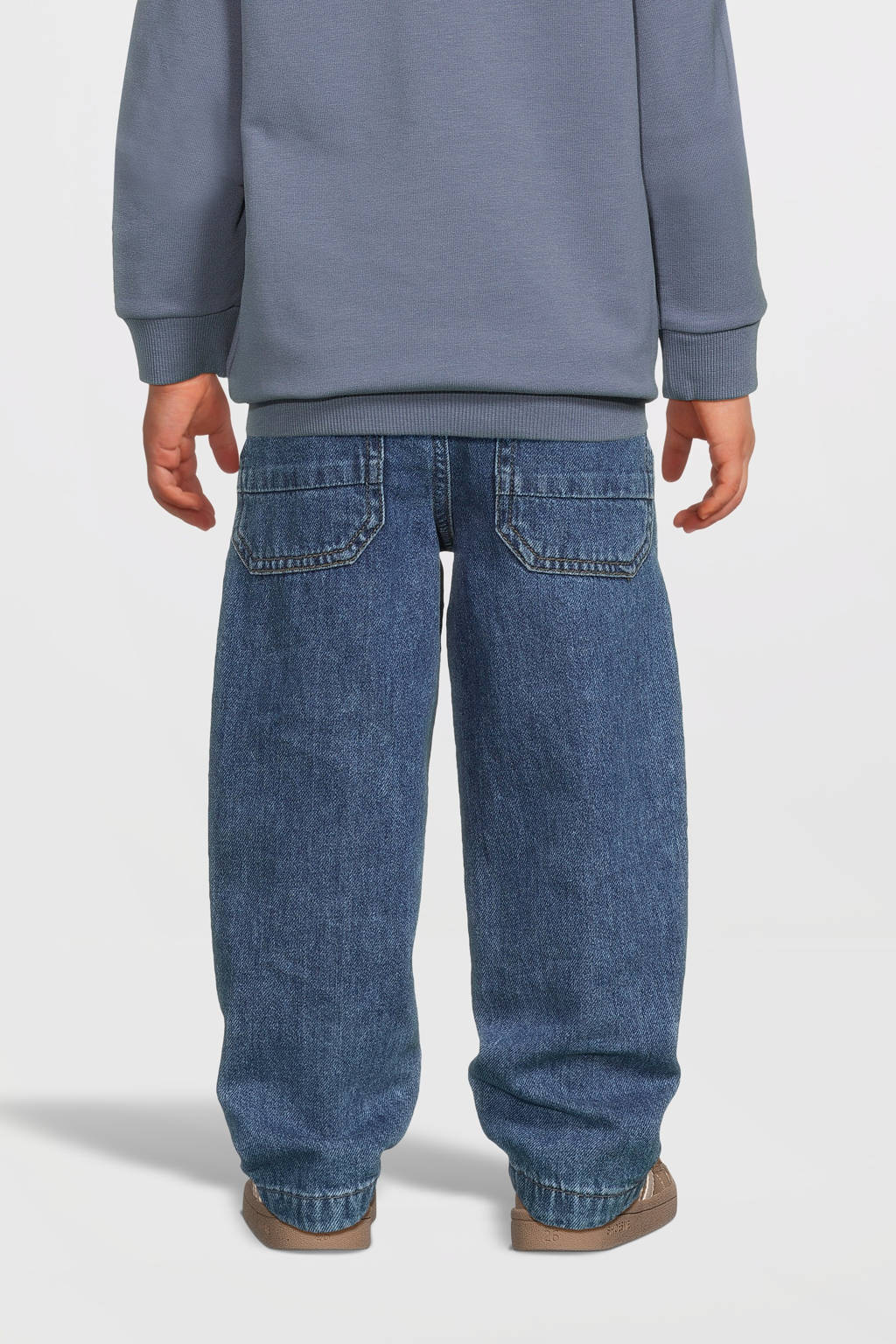 NAME IT tapered fit jeans NMMSILAS met all over print en borduursels dark blue denim