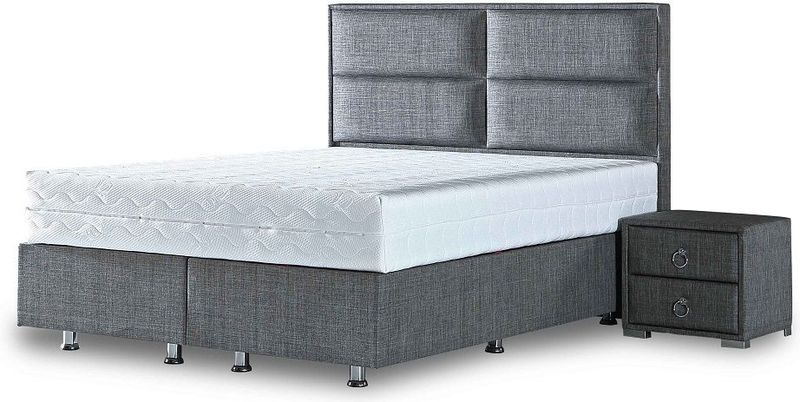 BOXSPRING Block - Opberg Boxspring - Grijs - Linnen Stof