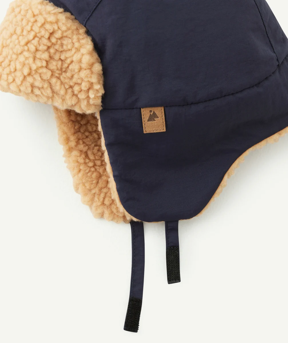 CHAPKA BÉBÉ GARÇON BLEU ET SHERPA BEIGE