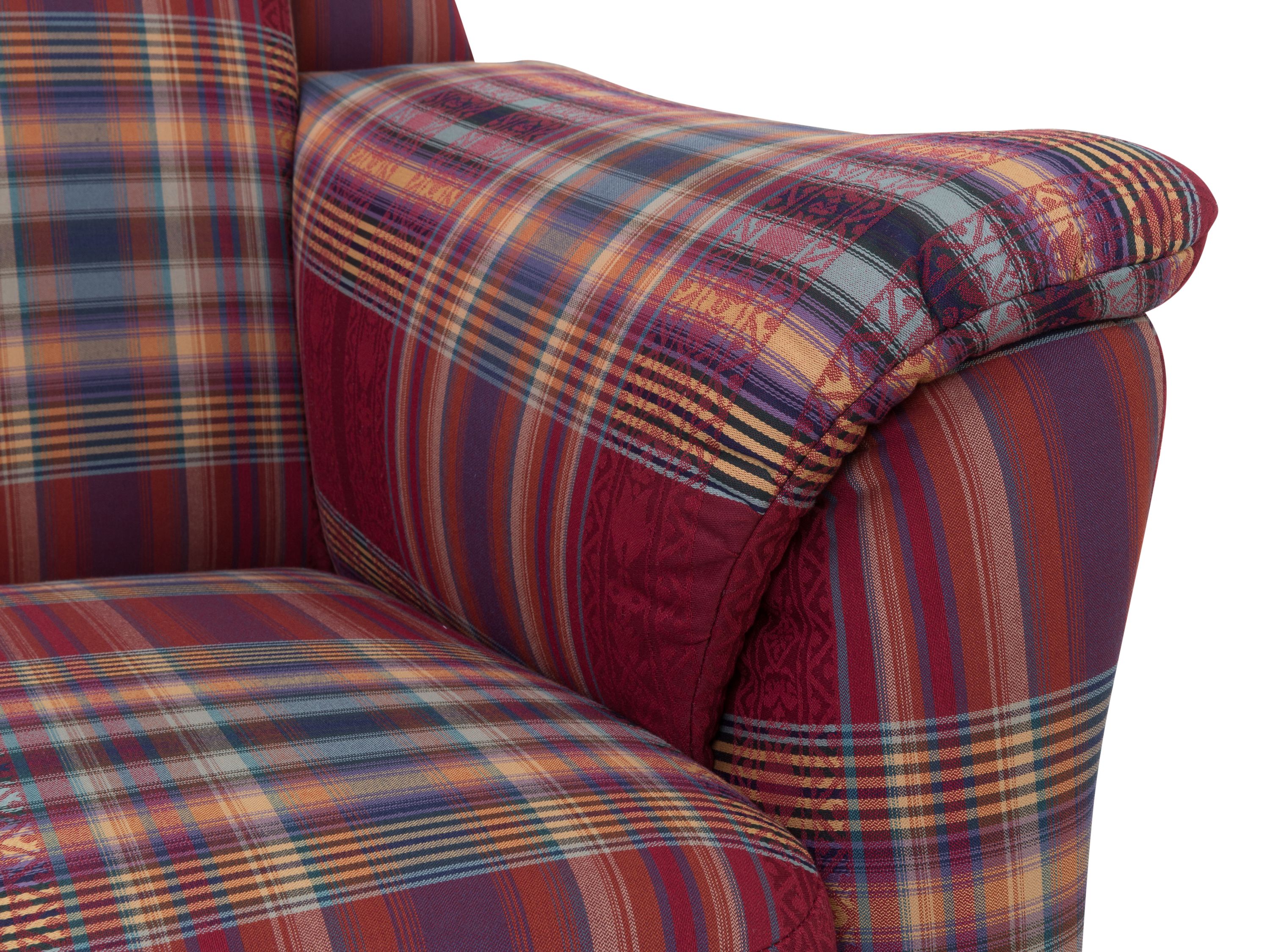 Sofa 2,5 Sitzer MONDO QUADRA 11 ROT KARIERT 42 CM