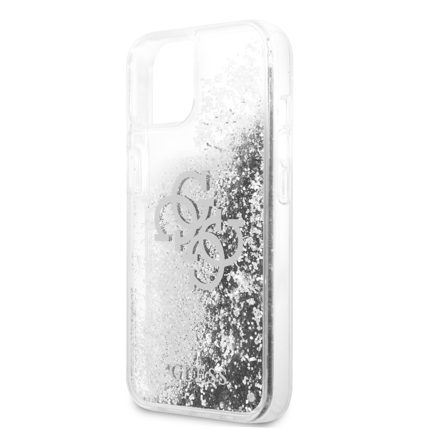 iPhone 13 Hardcase Hülle Liquid Glitter Big 4G (GUHCP13MLG4GSI) - Silber / Transparent