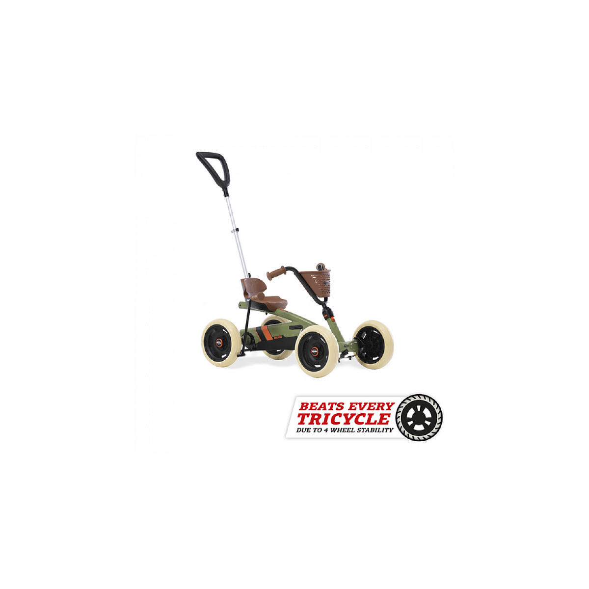 Kart à pédales buzzy retro 2-in-1 avec barre de poussée