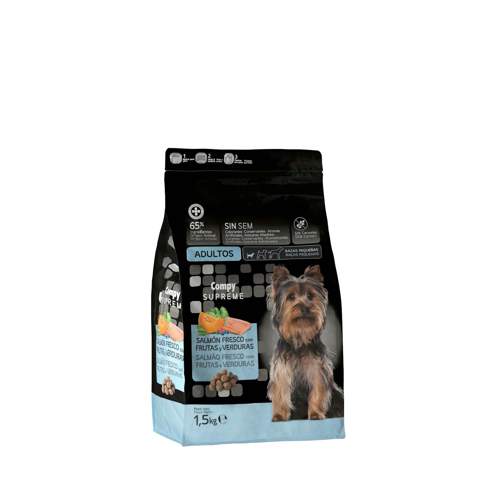 Nourriture pour chien adulte Supreme Compy au saumon frais et aux fruits et légumes