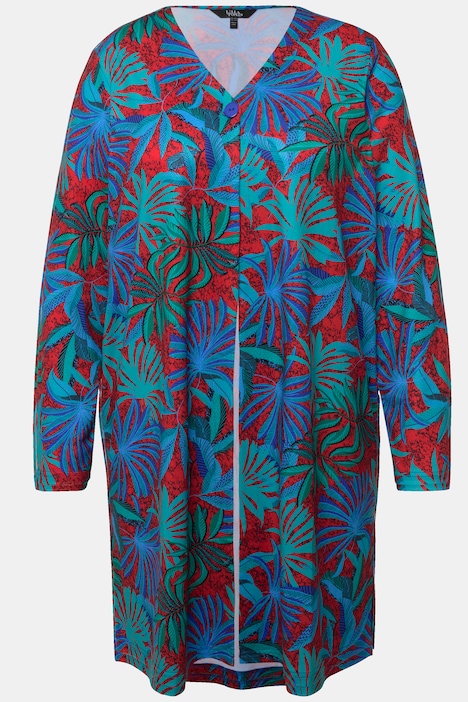 Jerseyjacke, Palmen, V-Ausschnitt, Langarm