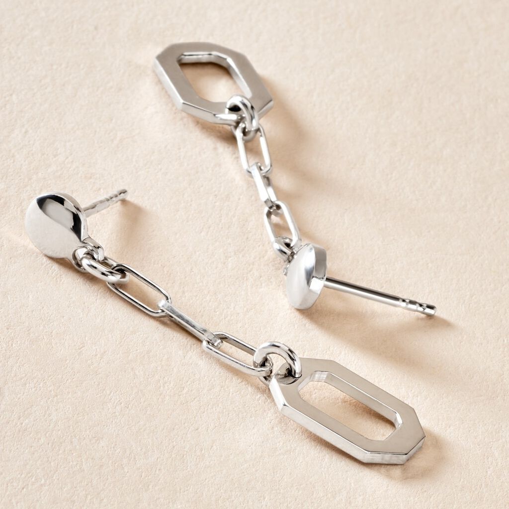 Boucles D'oreilles Pendantes Soho Argent Blanc