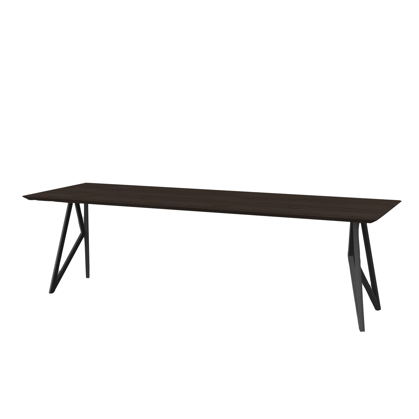 Studio HENK tafel Butterfly Rechthoekig - zwart frame, gerookte beits 200 x 90 | Gerookte Beits | Verjongde Rand | Frame Zwart