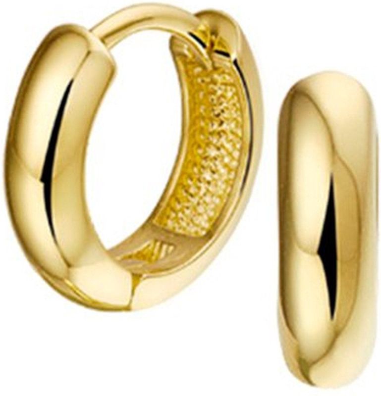 Dutch Jewel - Geelgouden Klap-Oorringen - Gepolijst - Breedte 4 mm - Diameter 12 mm