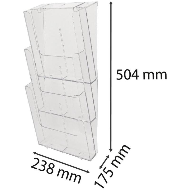 Distributeur de prospectus vertical 3 compartiments A4 - Cristal
