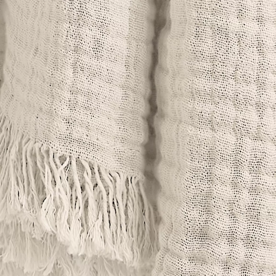 Plaid gaze de coton (130 x 160 cm) Gaïa Beige pampa