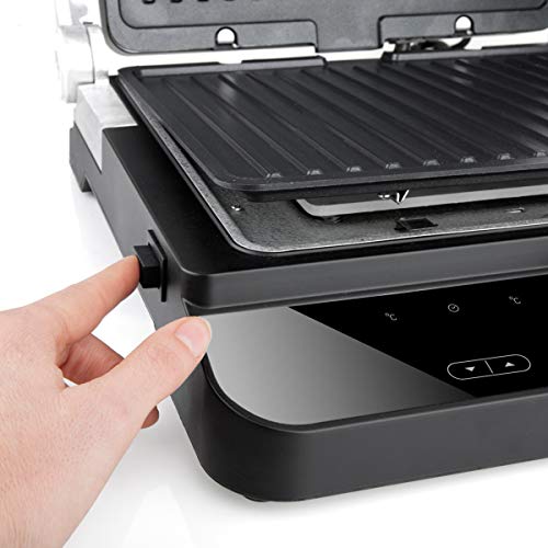 BLACK DECKER BXGR2000E   Grill électrique 2 en 1 2000W, Plaque chauffante et grill, Ouverture à 180º, Contrôle de la température et du temps de cuisson, Écran LCD : Cuisine et Maison