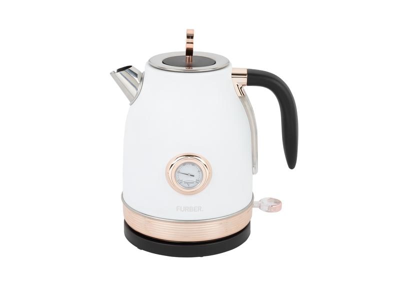 FURBER Wasserkocher Monroe 1.7 l, Rosegold/Weiss Wasserkocher mit 360°-Sockel mit Kabelaufwicklung