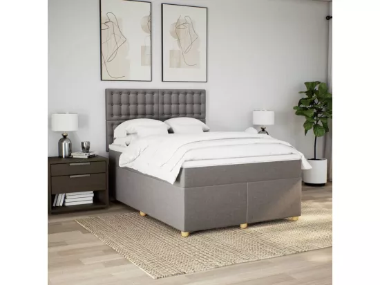 Sommier à lattes de lit avec matelas Taupe 160x200 cm Tissu