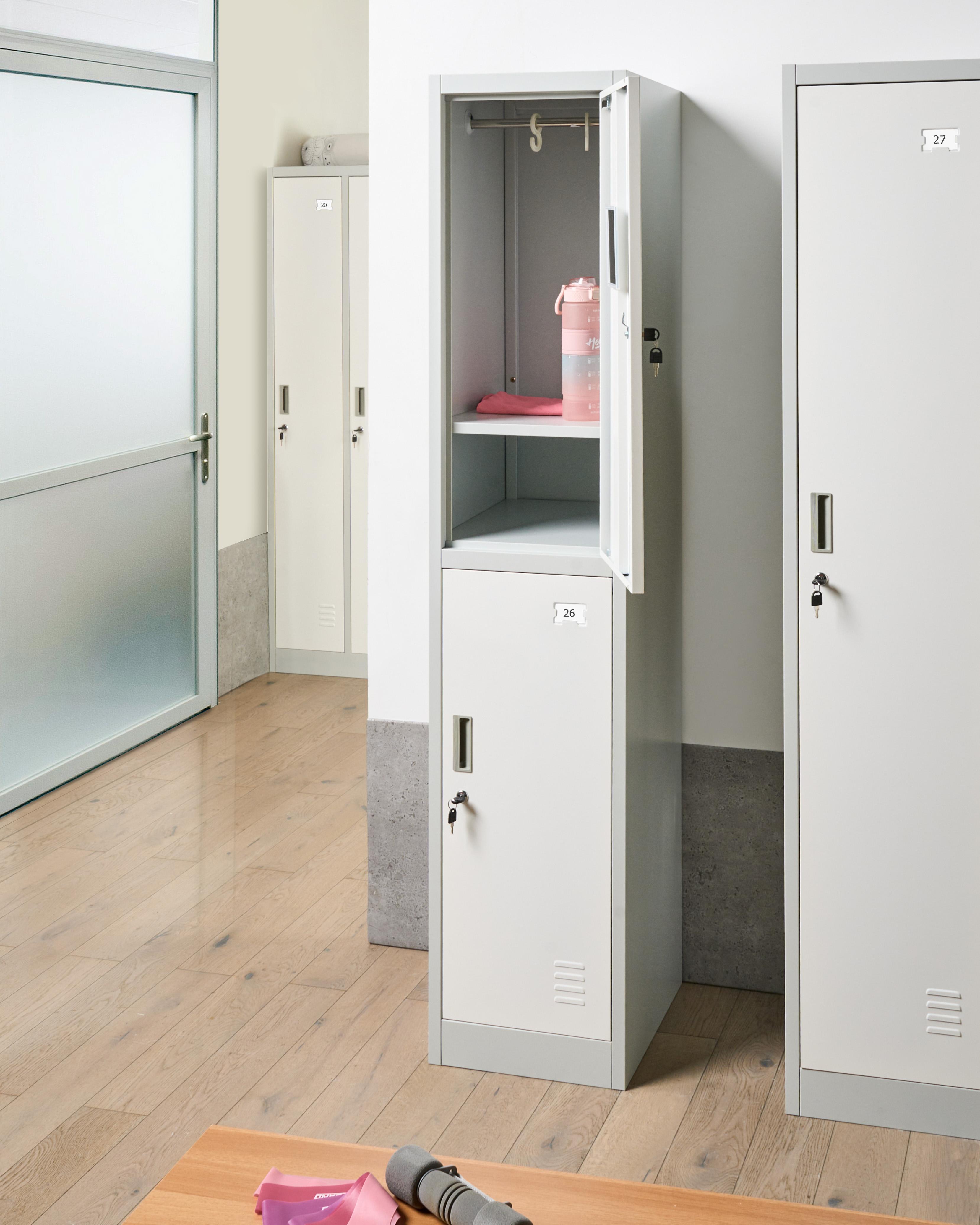 Locker met 2 niveaus ATHLETE Metaal Grijs/wit