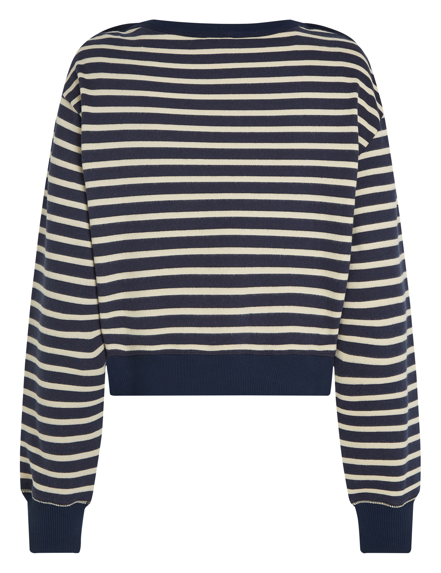 Sweat droit en coton rayé | Beige