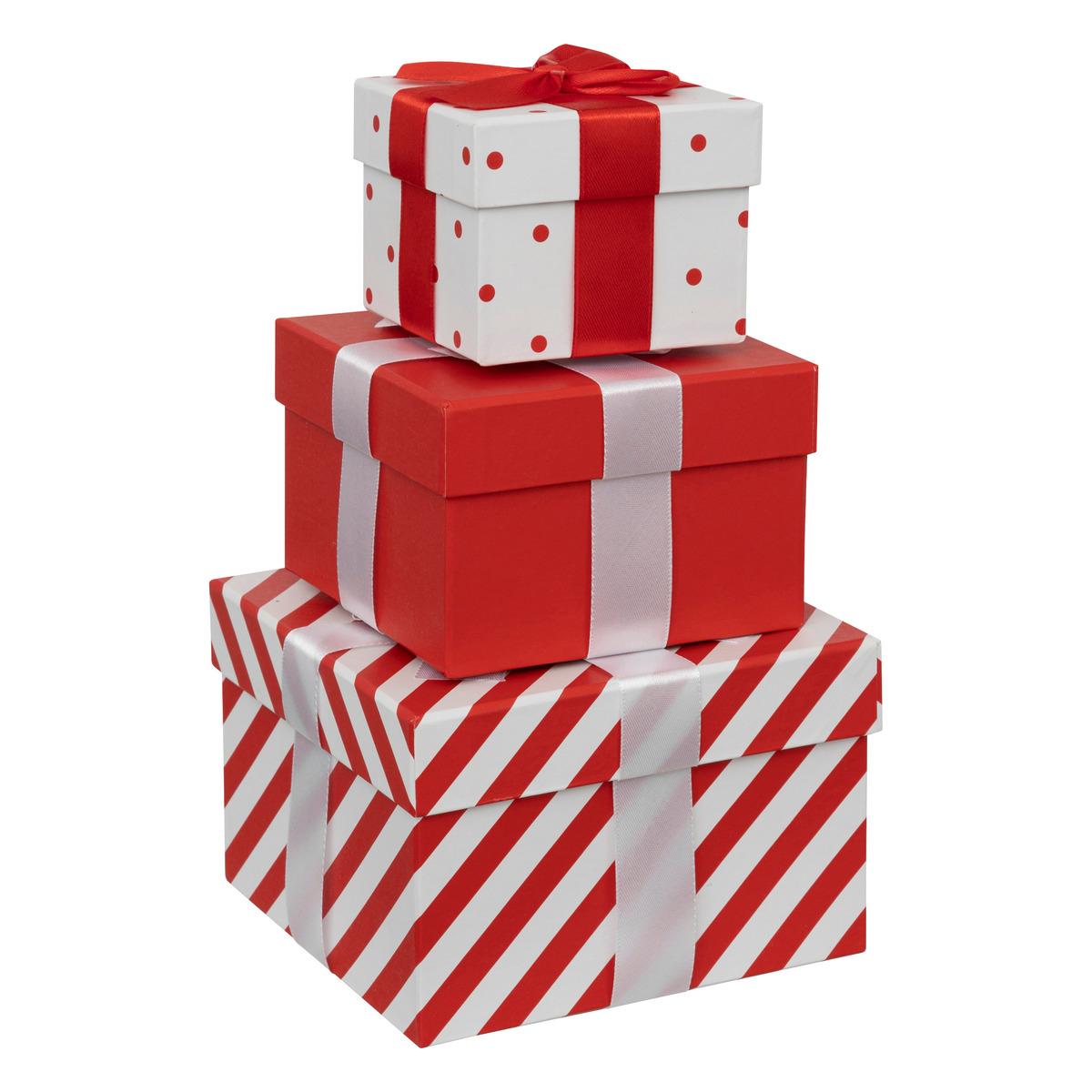BOITE CADEAU ROUGE ET BLANC TAILLE S