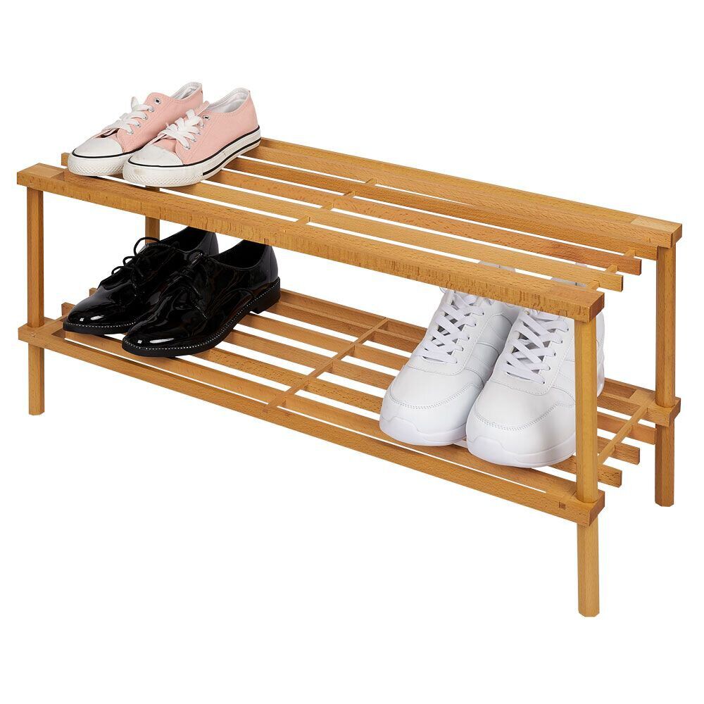 Range chaussures 2 niveaux bois 74xH29x26cm
