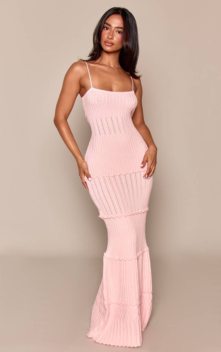 Rose Bébé Robe Maxi Tricotée À Bordures Festonnées Petite