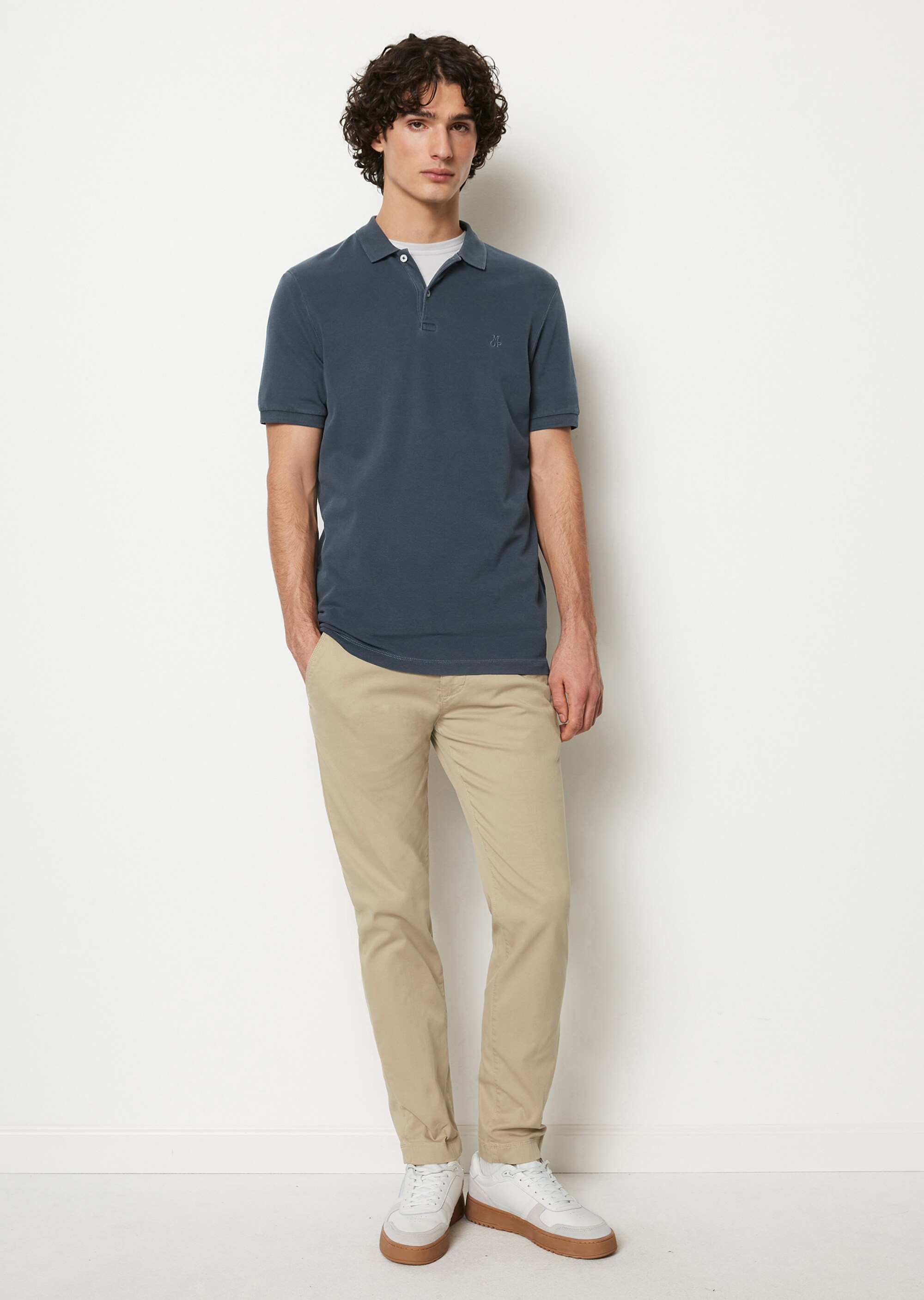 Kurzarm-Poloshirt Piqué shaped aus Organic Cotton-Stretch