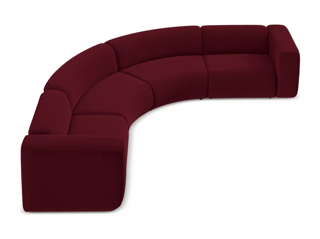 Canapé d'angle modulable en velours - bourgogne - EKAHI