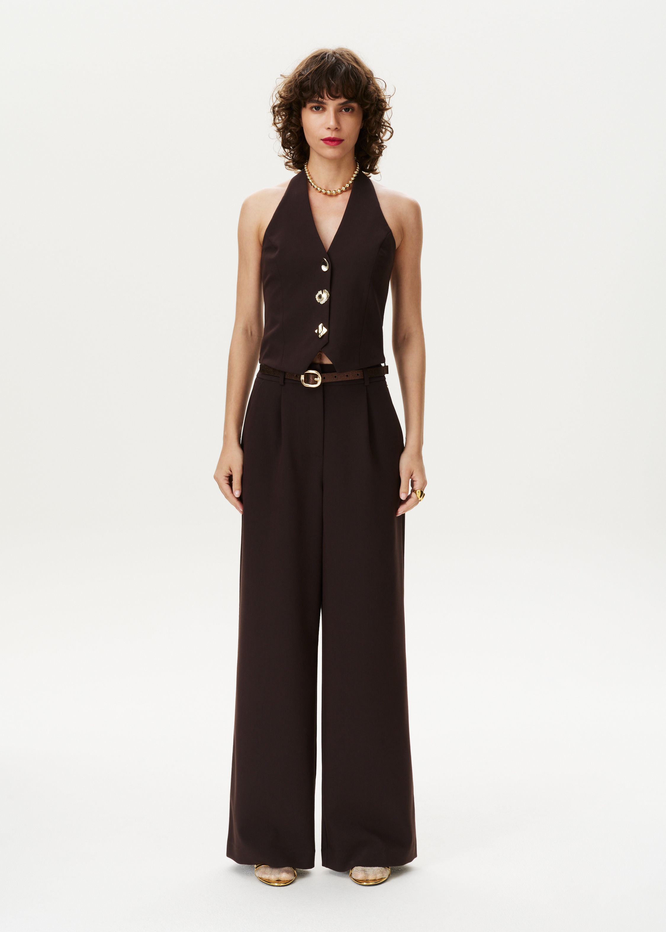 Halter gilet met schelpknopen