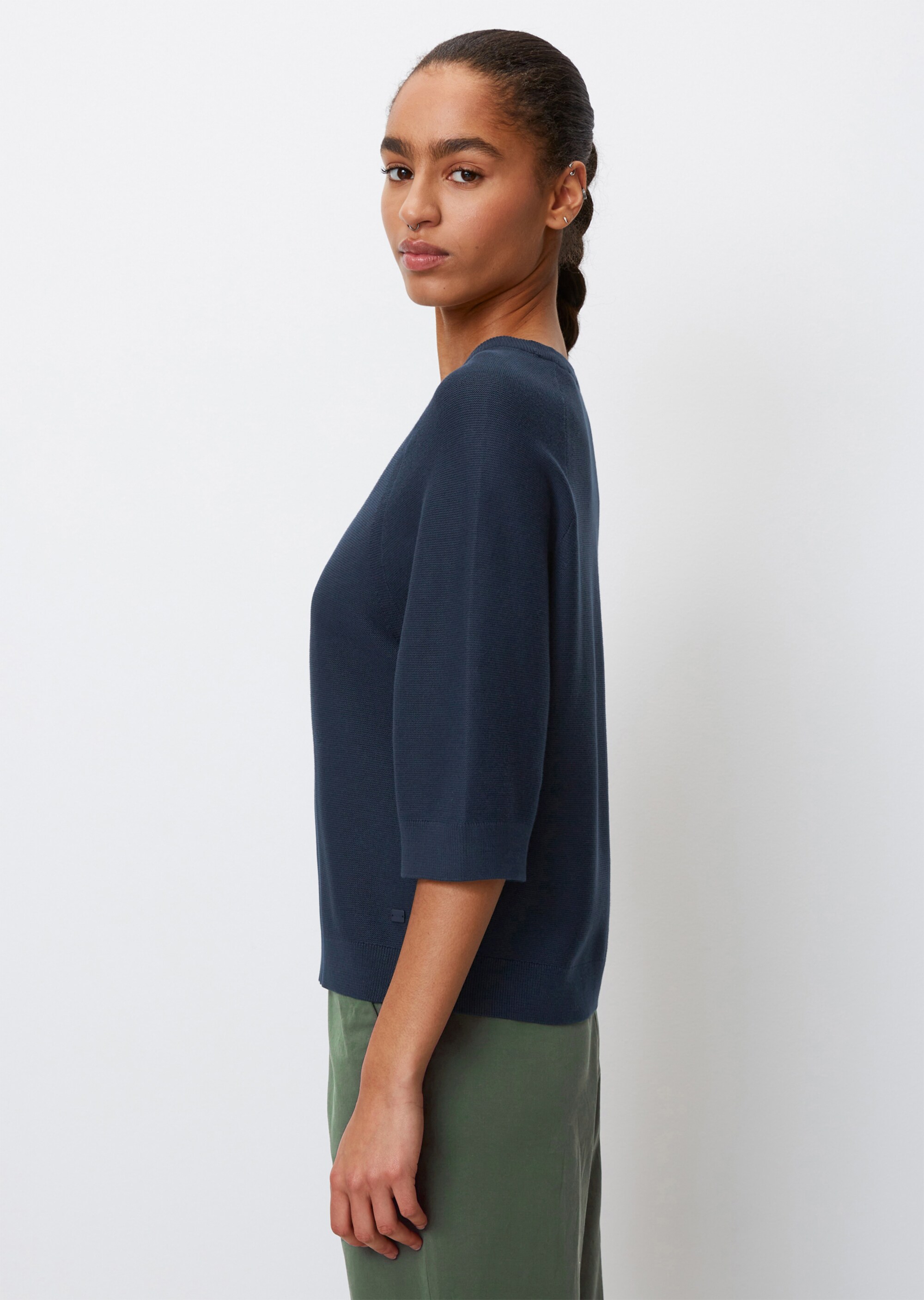 Kurzarm-Strickpullover looseaus reiner Bio-Baumwolle