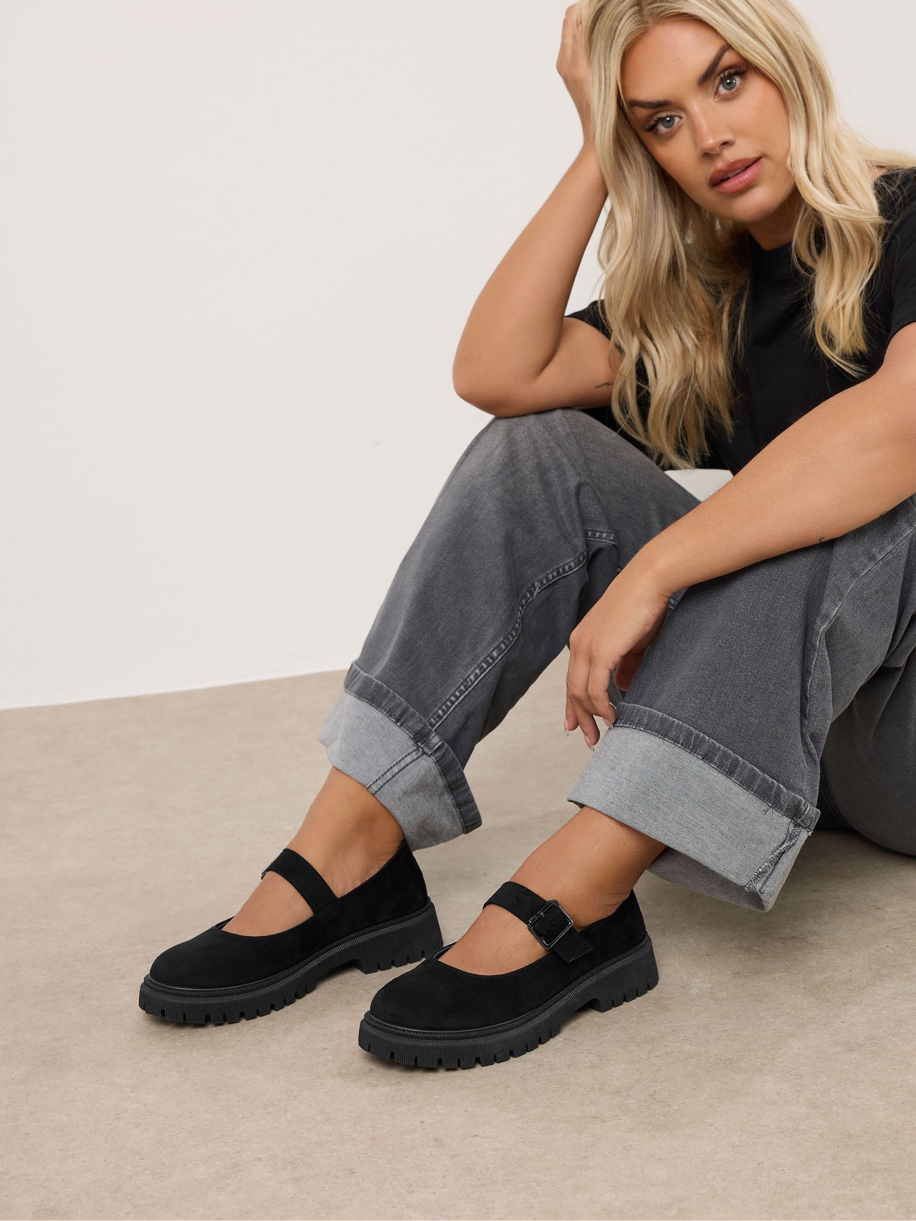 Yours Curve Mary Jane-schoenen met brede pasvorm en chunky zool