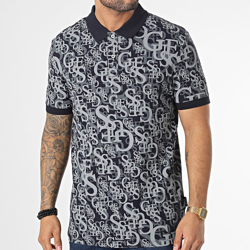 Polo Manches Courtes M3RP24-K7O64 Bleu Marine Gris