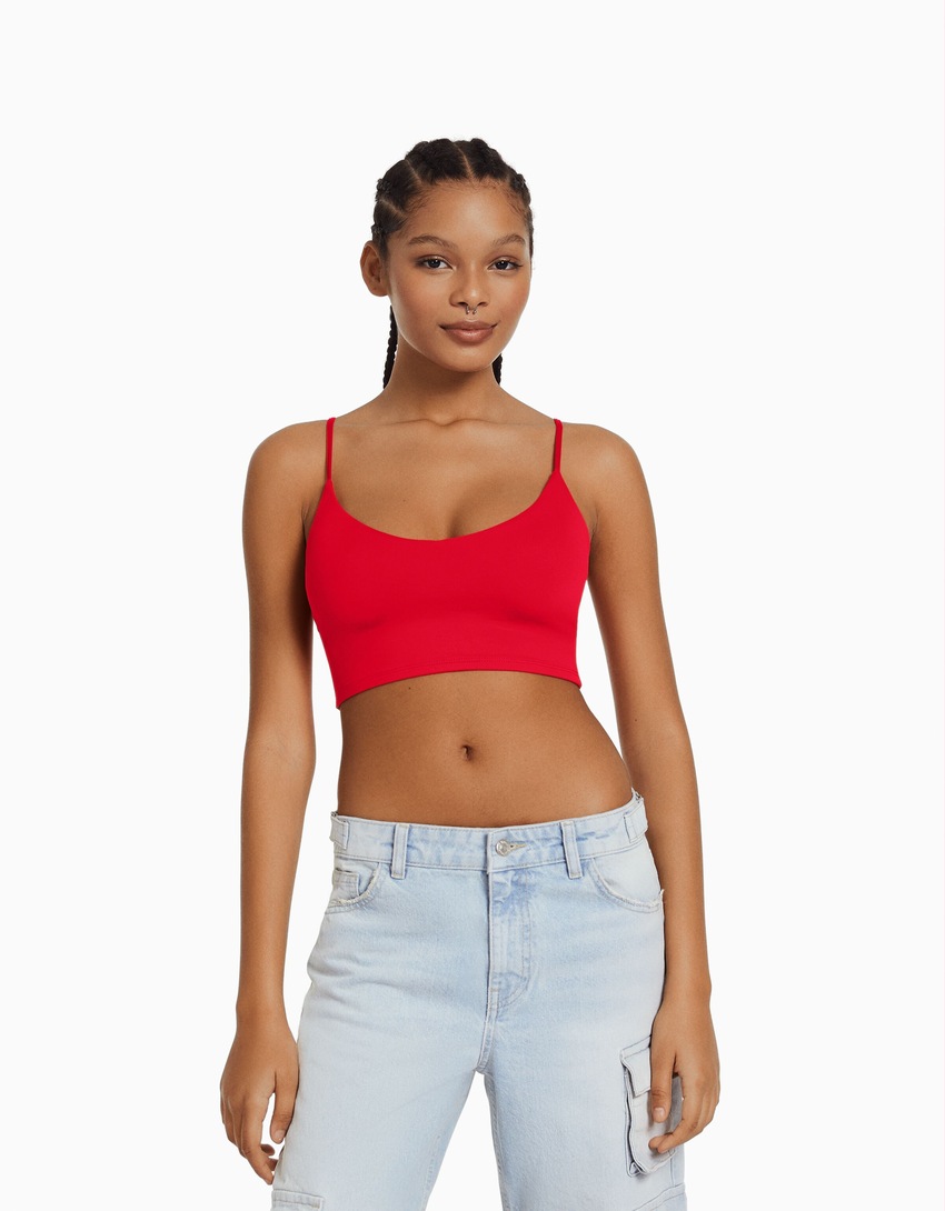 Top cropped de alças finas
