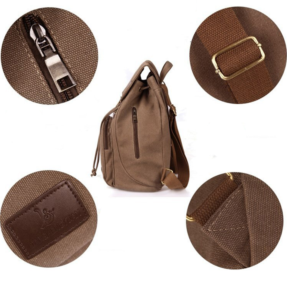 (35x28cm) Leinen Rucksack Fashion Umhänge Schulter Tasche Retro Style - Grün