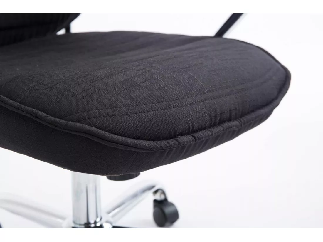 Chaise de bureau - Tissu & Métal chromé - Noir - Rako