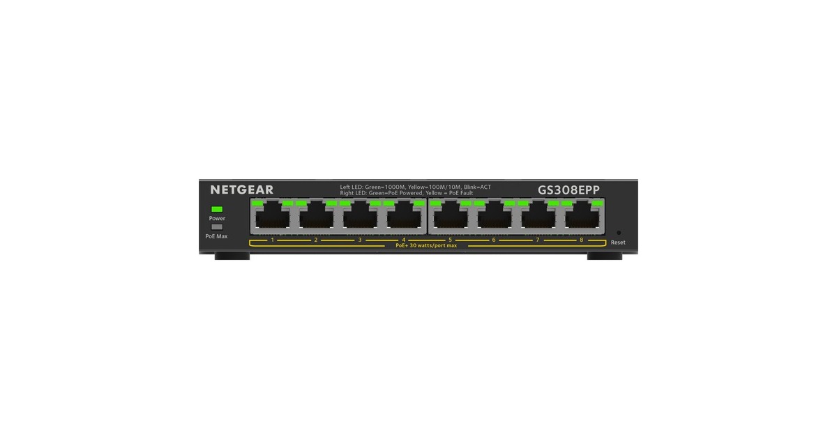 NetgearGS308EPP switch  (Zwart)