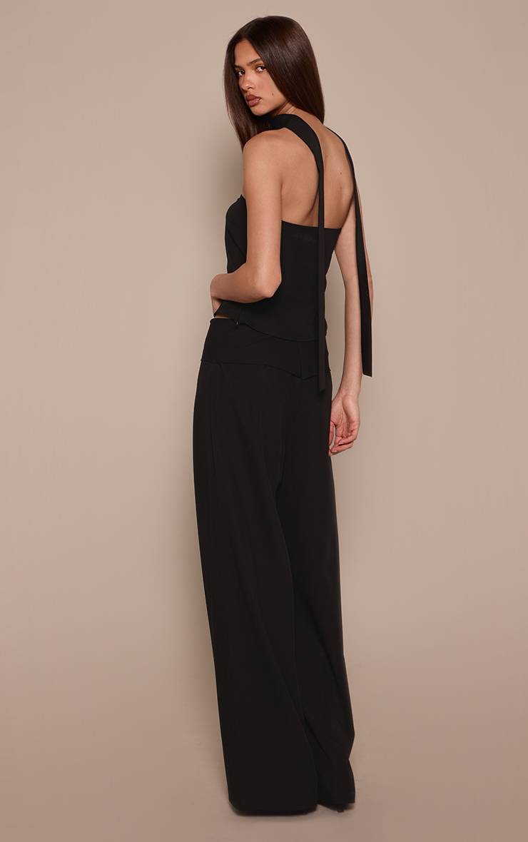 Noir Ensemble Coordonné Pantalon Tissé À Revers Plié