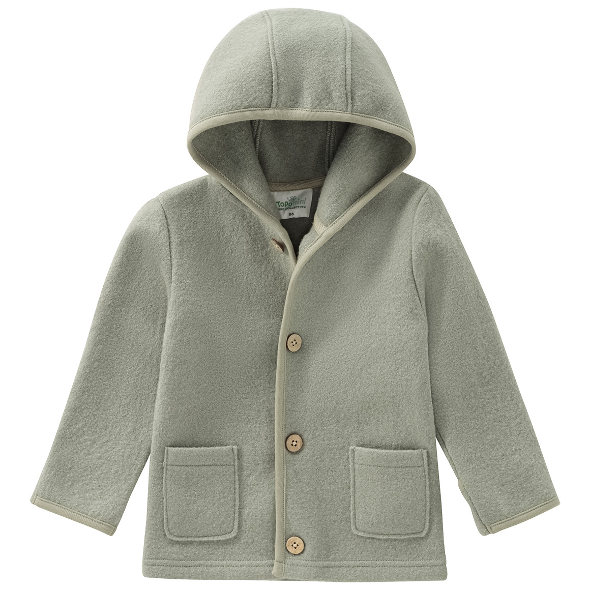 Topomini Pure Collection Baby Wollwalk-Jacke mit Umschlagbündchen salbei