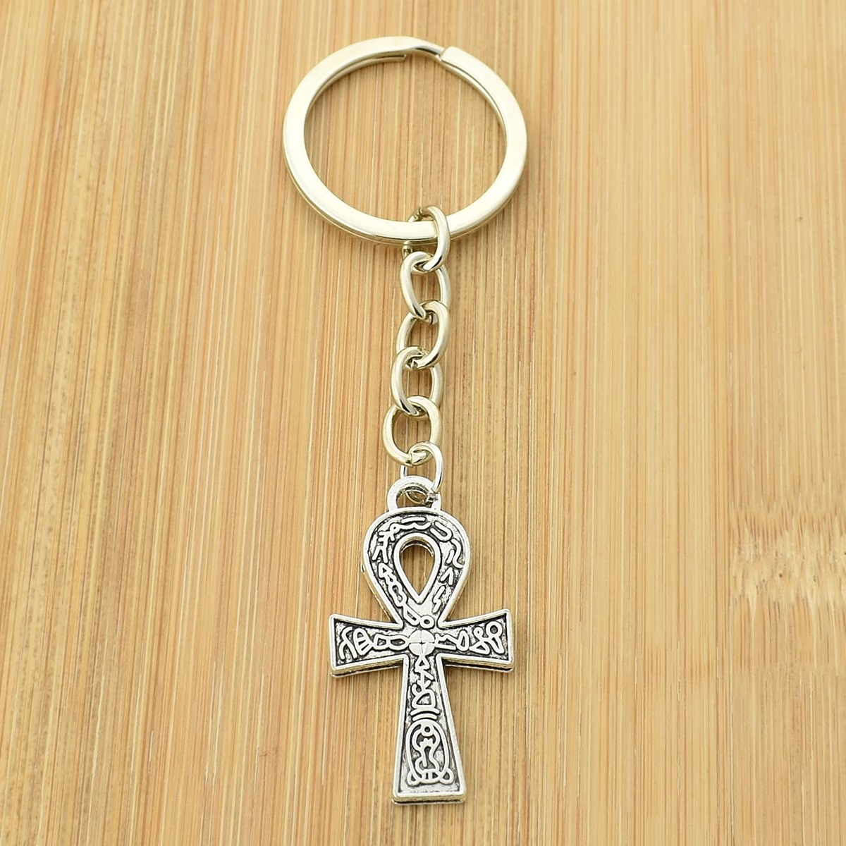 Porte-clés croix ânkh ansée symboles égyptiens argenté